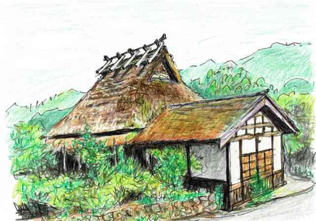 京都府美山町茅葺きの里6号サイズ - 絵画