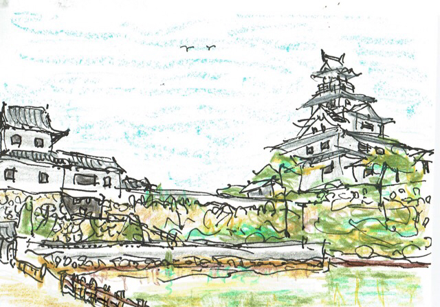好きに 水彩画今治城 絵画
